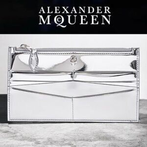 ALEXANDER MCQUEEN Mirrored Effect Leather Wallet with Zip Closure